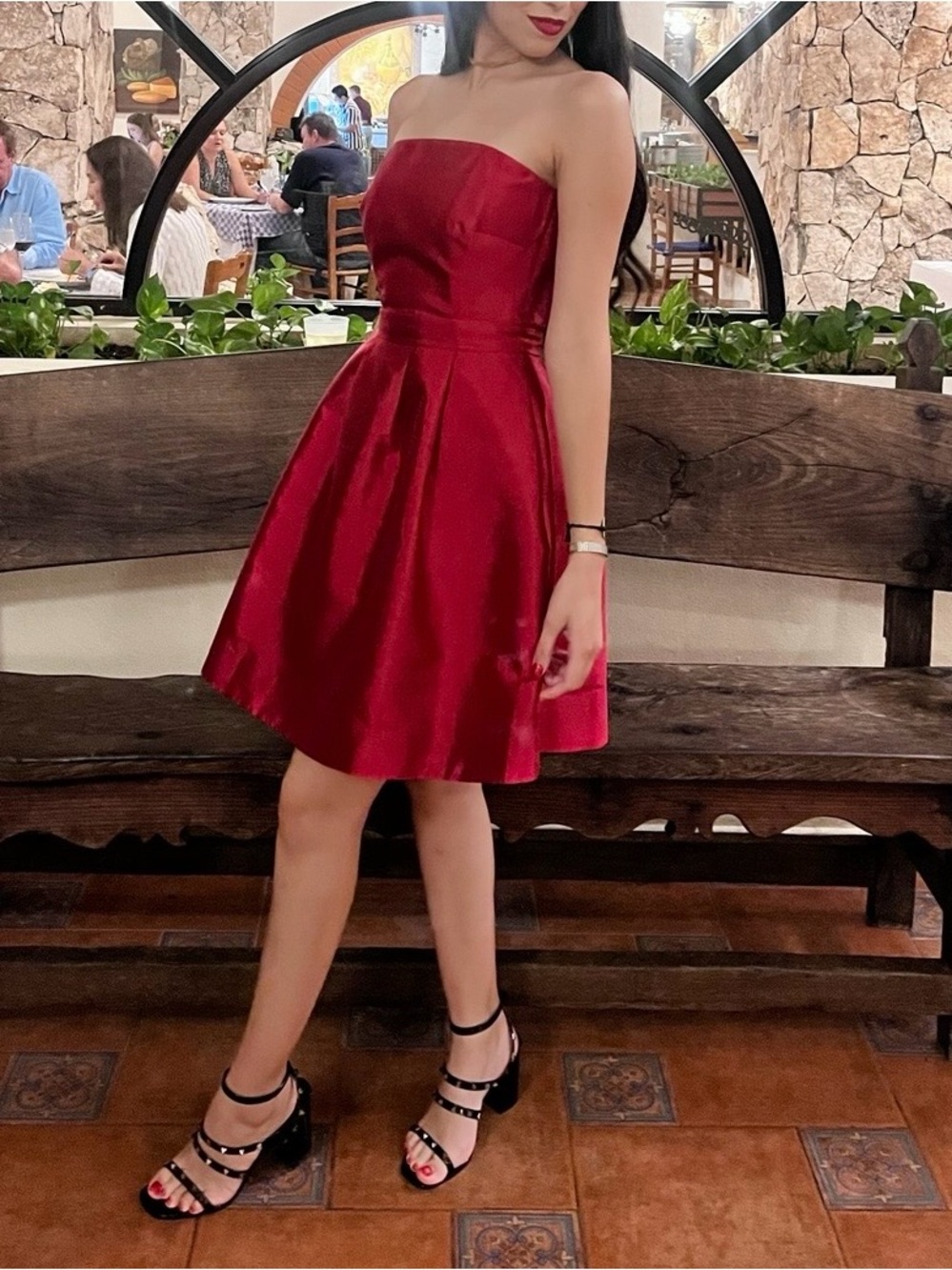 Vineyard Vines Red Strapless Fit & Flare Cocktail a line Dress Size 00 Pockets